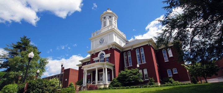 Iconic Carver Hall on a beautiful day in Bloomsburg